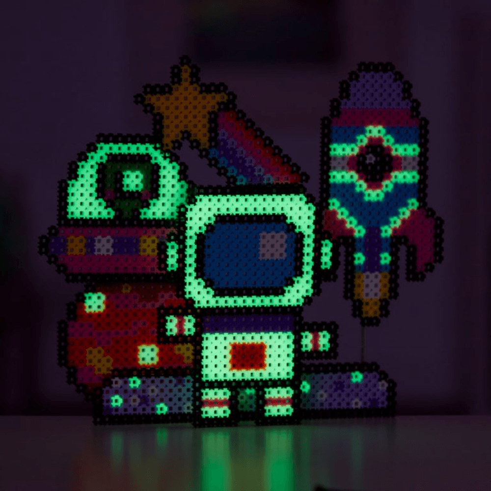 خيارات الشخصيات Simbrix Connect &amp; Wow Glowing Galactic Pack مع أكثر من 1500 بريكس، لعبة بناء ثنائية وثلاثية الأبعاد للفنون والحرف البكسلية، لعبة بناء STEAM إبداعية وخيالية للأولاد والبنات من سن 5 سنوات فما فوق