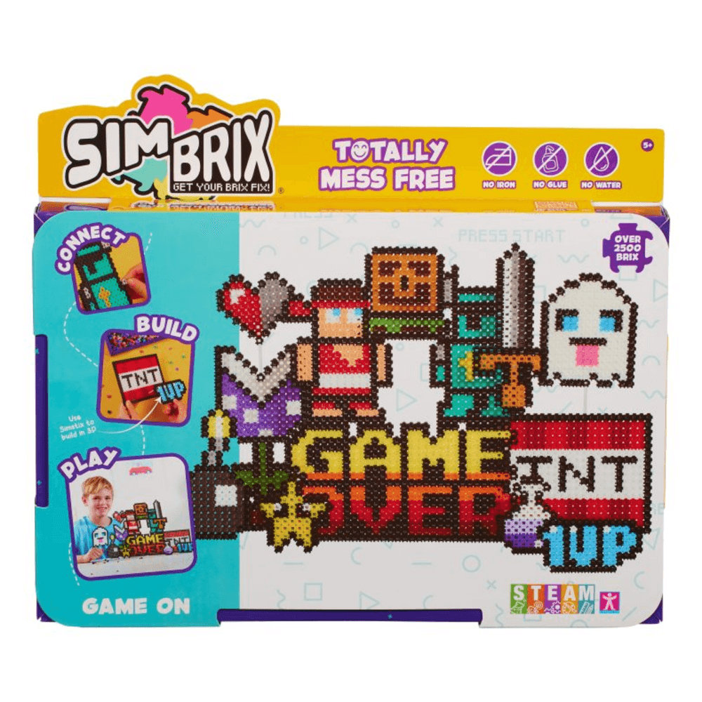 خيارات الشخصيات Simbrix Connect &amp; Wow Game On Pack مع أكثر من 2500 بريكس، لعبة بناء Pixel Arts and Crafts ثنائية وثلاثية الأبعاد، لعبة بناء STEAM إبداعية وخيالية للأولاد والبنات من سن 5 سنوات فما فوق