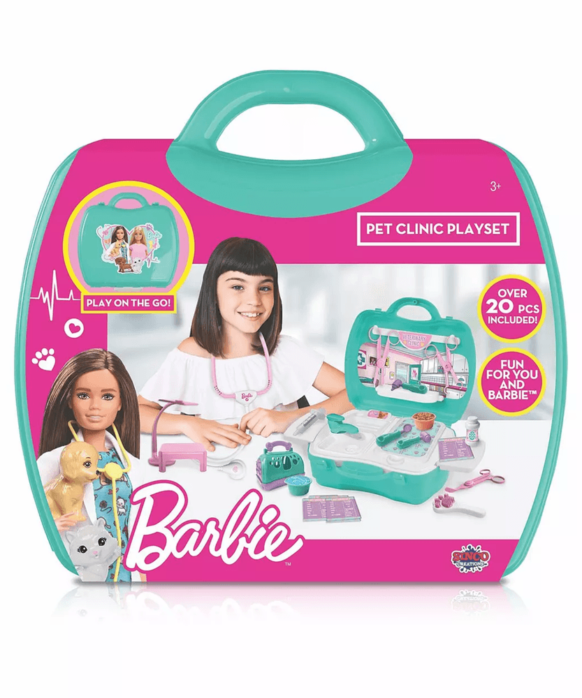 مجموعة لعب عيادة باربي للحيوانات الأليفة من سينكو كرييشنز، 20 قطعة مع حقيبة حمل، لعبة لعب الأدوار مناسبة للأطفال من سن 3 سنوات فما فوق