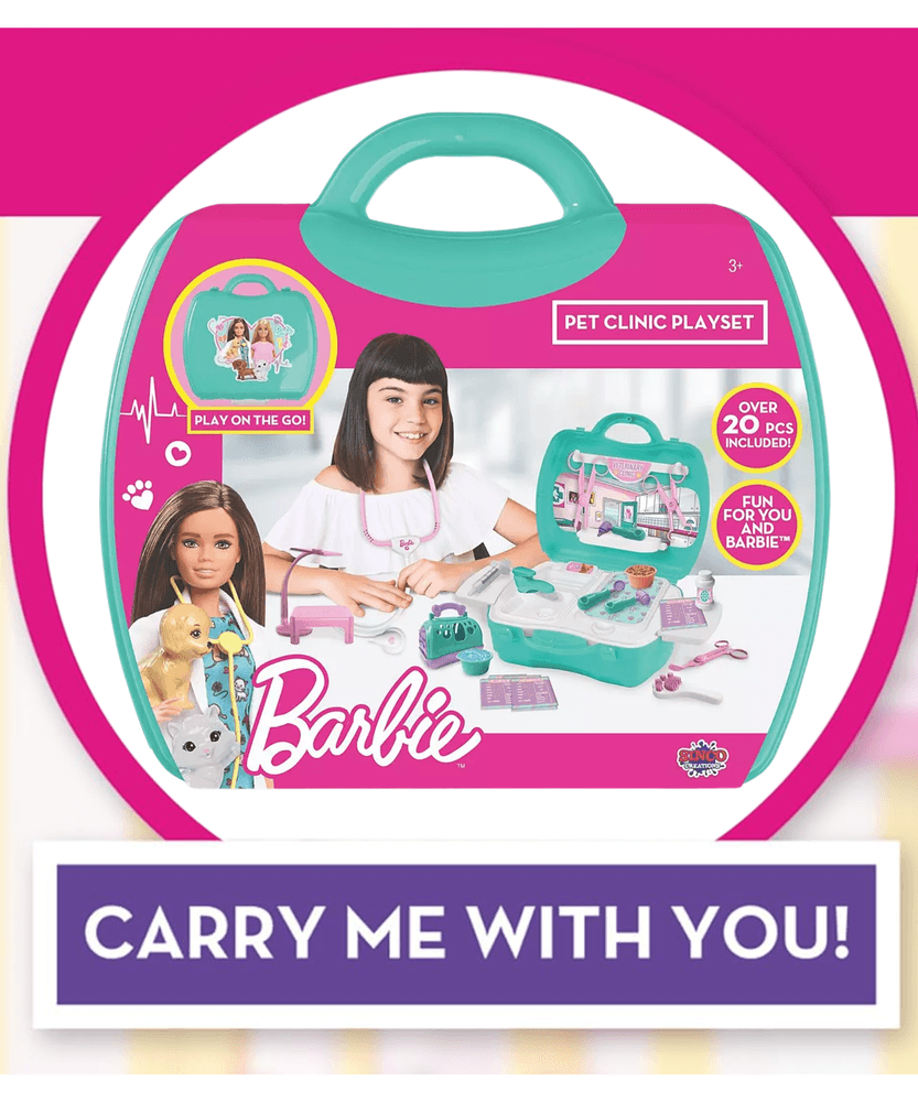 مجموعة لعب عيادة باربي للحيوانات الأليفة من سينكو كرييشنز، 20 قطعة مع حقيبة حمل، لعبة لعب الأدوار مناسبة للأطفال من سن 3 سنوات فما فوق