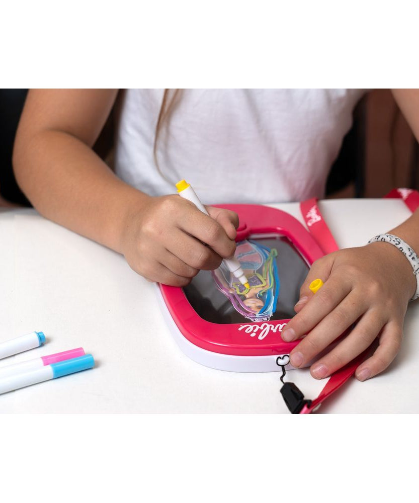 Barbie Mobile Light Pad Battery Operated Tracing and Drawing Board with LED Guidance and Poster Sheets, Creative Art Toy for Kids, 3Y+ Years