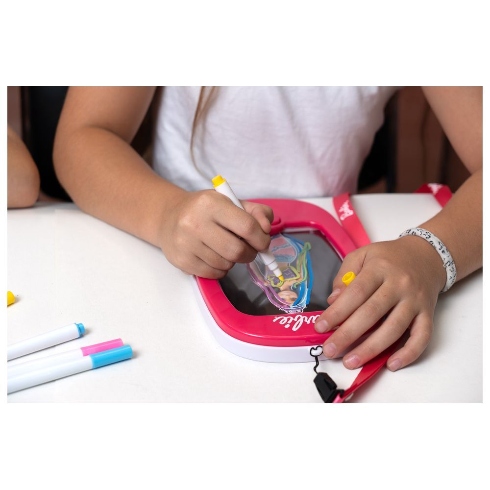 Barbie Mobile Light Pad Battery Operated Tracing and Drawing Board with LED Guidance and Poster Sheets, Creative Art Toy for Kids, 3Y+ Years