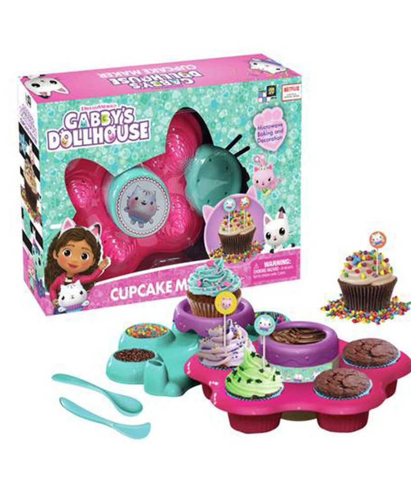 Gabby’s Dollhouse Cupcake Maker Kit, Creative Baking Playset for Kids Ages 5+, Includes Cupcake Molds, Decoration Tray, Chocolate Melting Pot and Accessories, Arts and Crafts