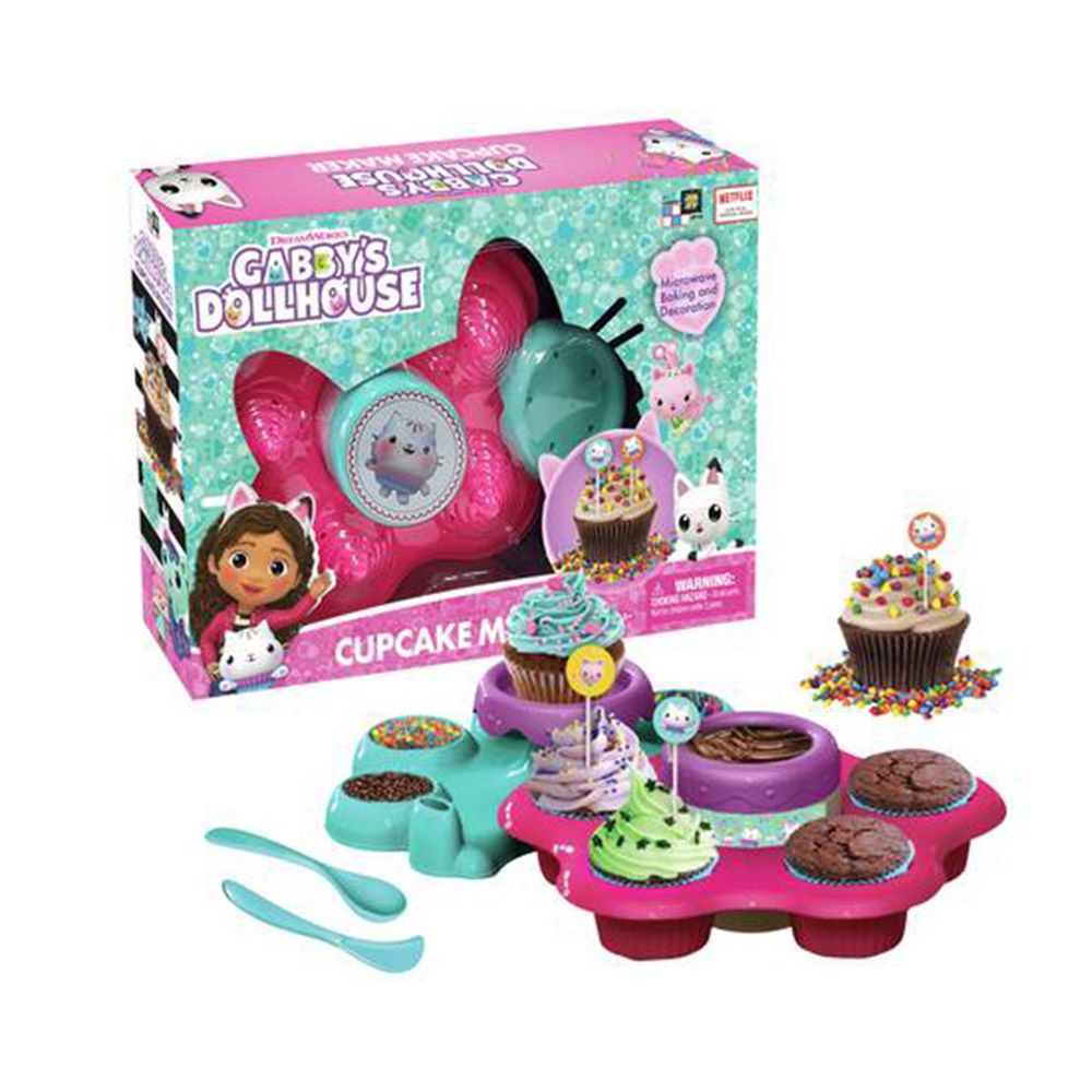 Gabby’s Dollhouse Cupcake Maker Kit, Creative Baking Playset for Kids Ages 5+, Includes Cupcake Molds, Decoration Tray, Chocolate Melting Pot and Accessories, Arts and Crafts