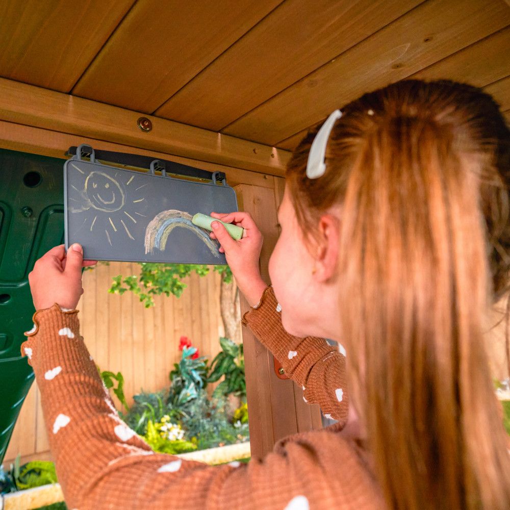 KidKraft Summit View Wooden Swing Set / Playset – Deluxe Outdoor Clubhouse with Slides, Swings, Fireman’s Pole, and Kitchen for Kids Age 3-10 Years