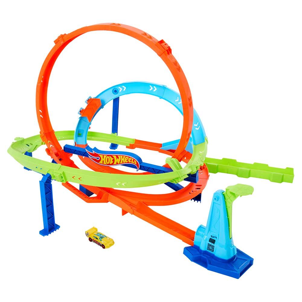 Hot Wheels Action Hyper Loop Extreme Playset, Toy Car Track Set, 2 Ways to Play, Slam Launch Loops, Jump & Score Points, Easy Storage, Includes 1:64 Scale Car, Kids Toys
