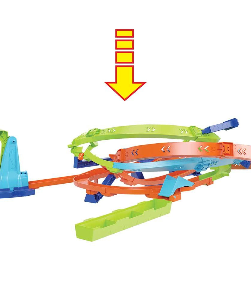 Hot Wheels Action Hyper Loop Extreme Playset, Toy Car Track Set, 2 Ways to Play, Slam Launch Loops, Jump & Score Points, Easy Storage, Includes 1:64 Scale Car, Kids Toys
