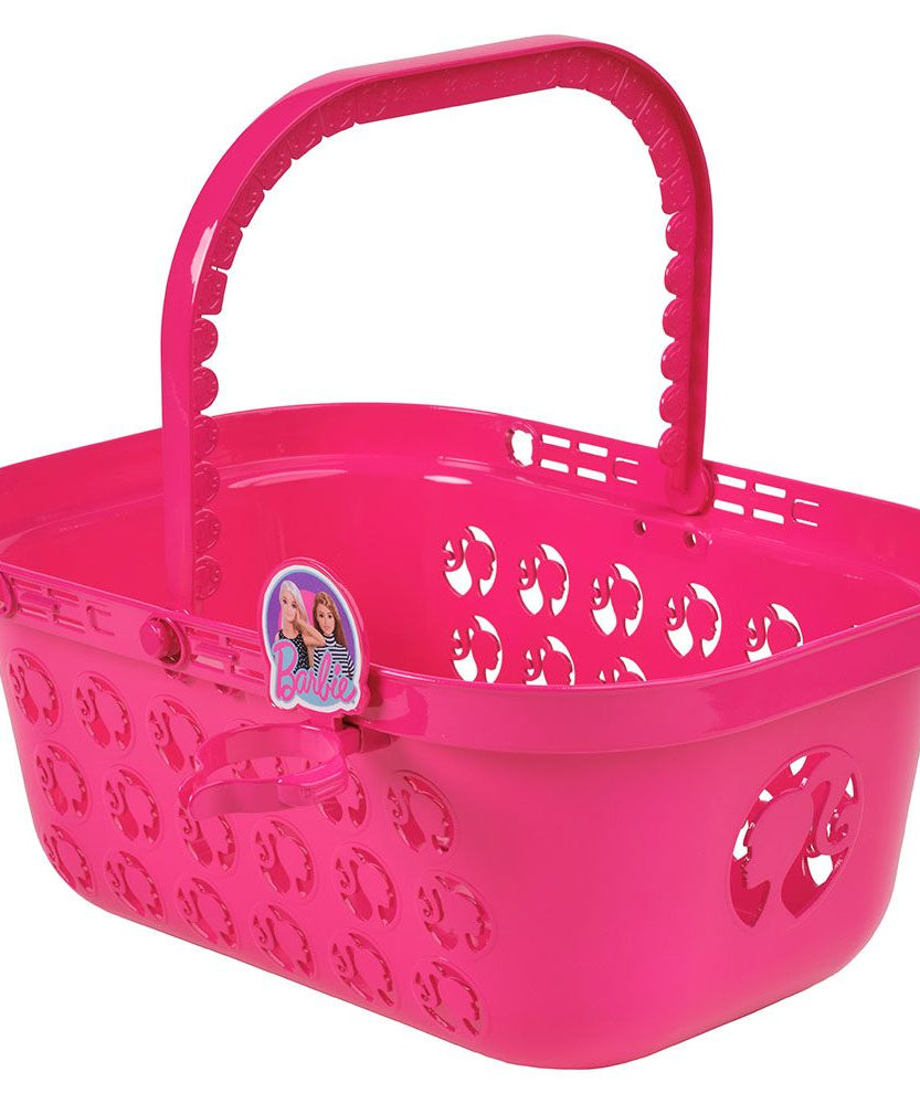 مجموعة لعب سلة التسوق باربي للأطفال من سن 3 سنوات فما فوق، لعبة تظاهرية للتسوق مع الفواكه والخضروات والعصير والوجبات الخفيفة