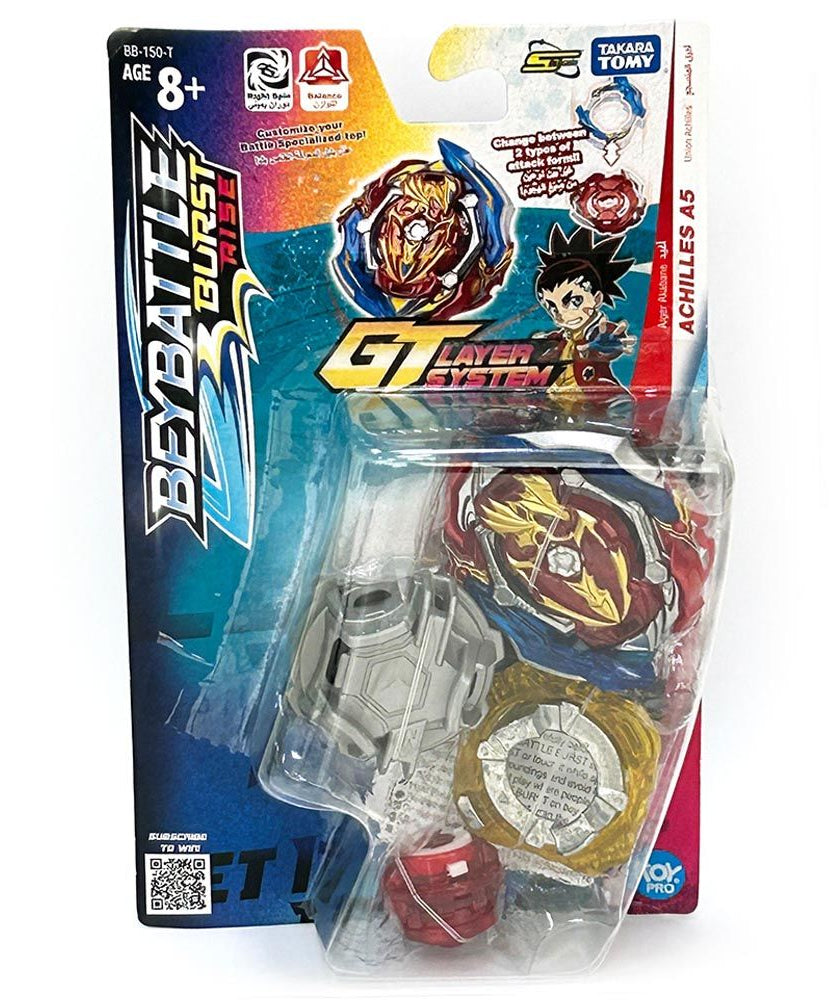 Beyblade Burst Takara Tomy Achilles A5, Balance-Type GT Chip Beyblade with Launcher and Ripcord, Action Spinning Top for Kids