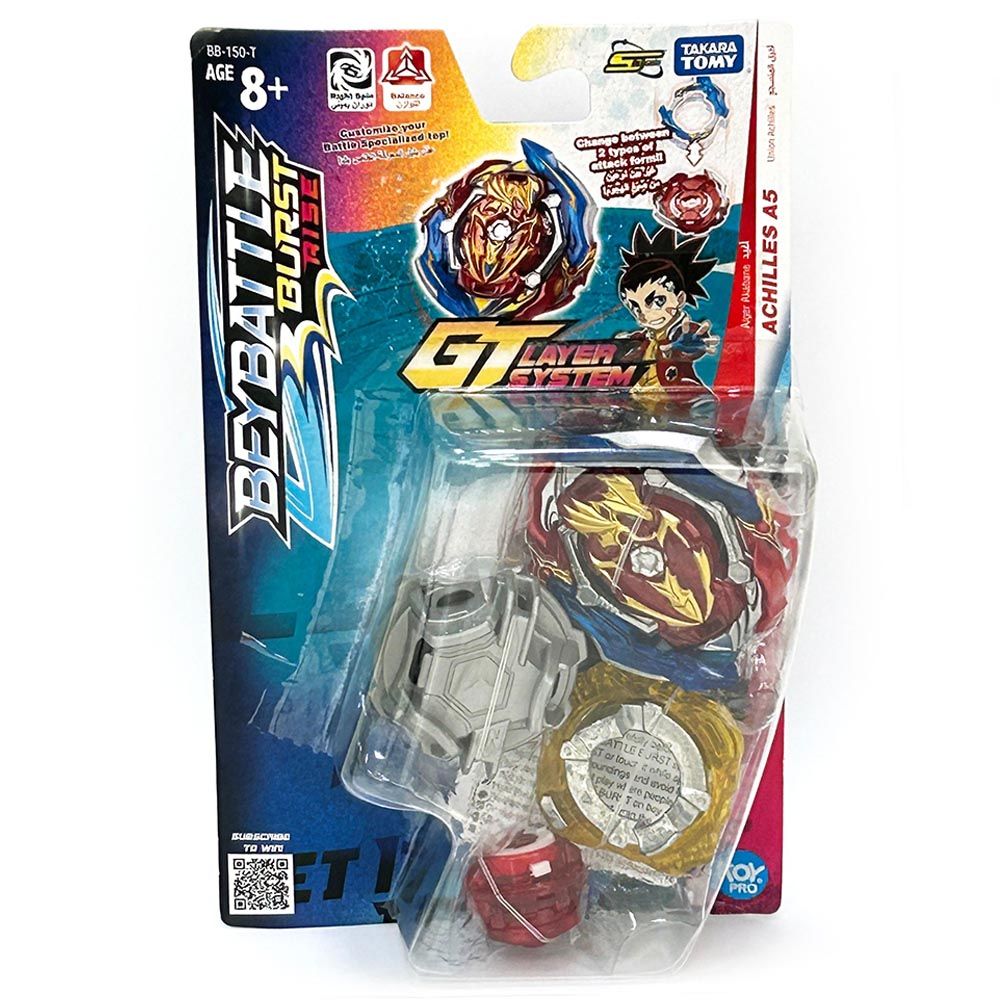 Beyblade Burst Takara Tomy Achilles A5, Balance-Type GT Chip Beyblade with Launcher and Ripcord, Action Spinning Top for Kids