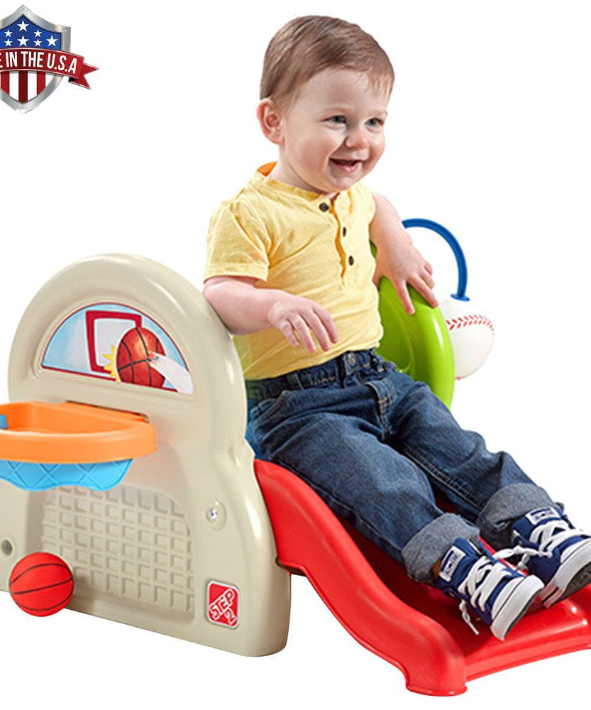 Step2 Sports-Tastic Activity Centre™, Indoor Toddler Sports Playset with Slide, Basketball, Soccer & Climbing, Ages 3+