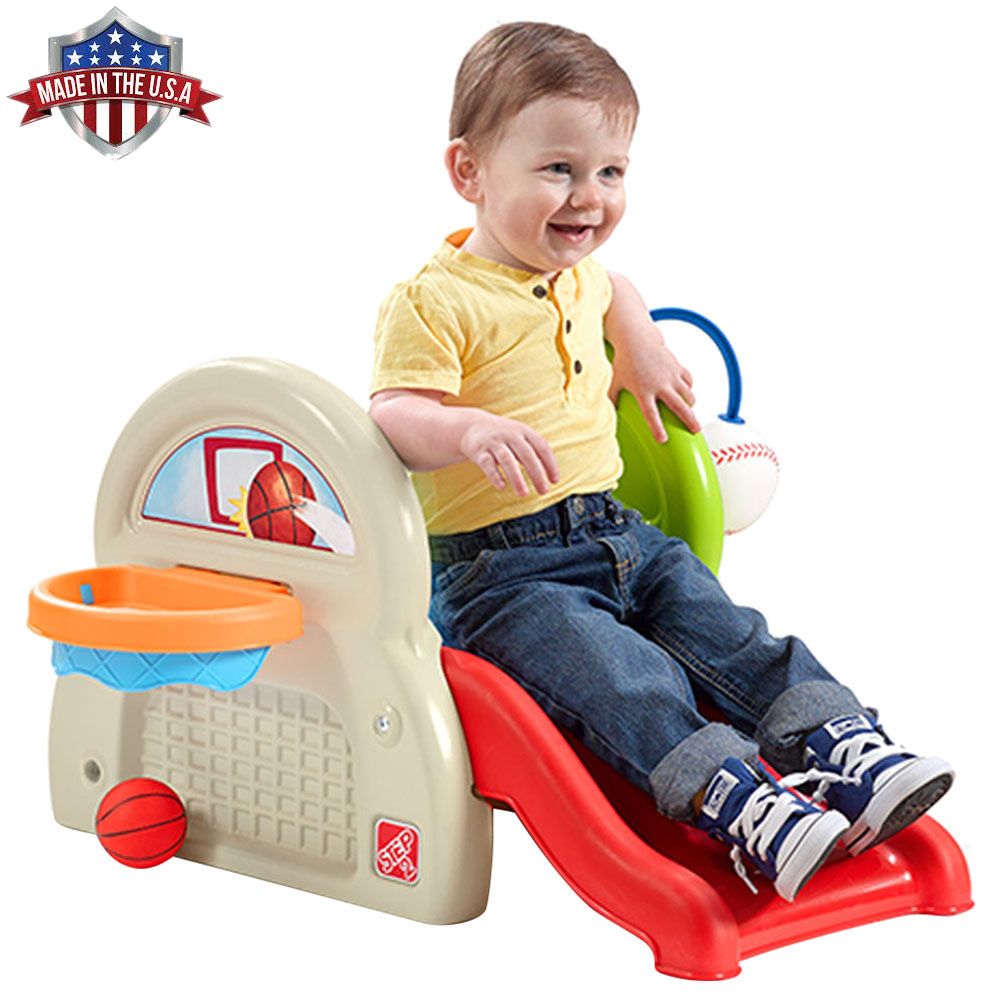 Step2 Sports-Tastic Activity Centre™, Indoor Toddler Sports Playset with Slide, Basketball, Soccer & Climbing, Ages 3+