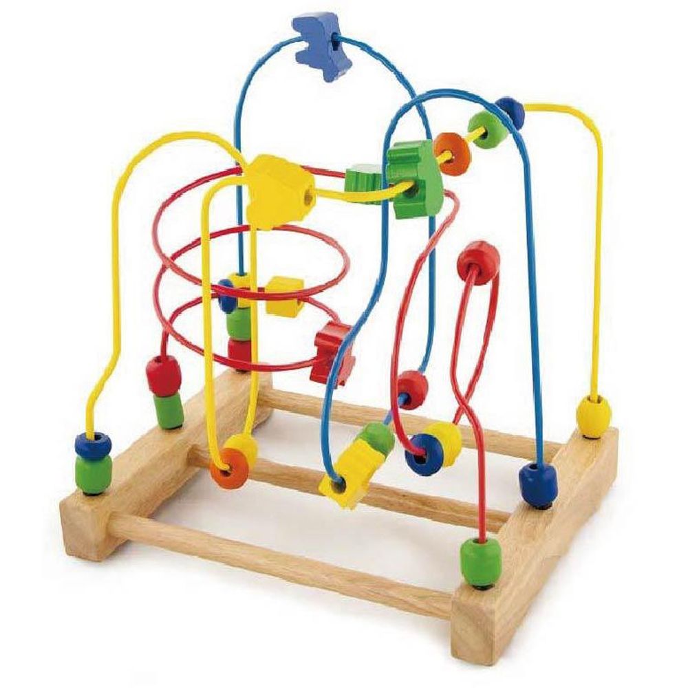 VIGA Wire Beads Toy, Montessori Wooden Bead Maze, Builds Fine Motor Skills, Hand-Eye Coordination, Color Recognition & Logic, Safe & Eco-Friendly Paints, Ideal for Toddlers, for Boys & Girls Ages 18M+