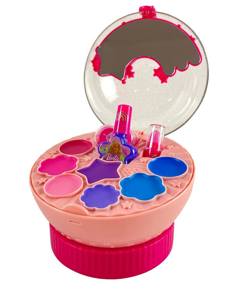 Barbie Cosmetic Crystal Box for Kids Ages 6 and Up, Crystal Ball Makeup Set with Lipgloss Eyeshadow Nail Polish and Accessories