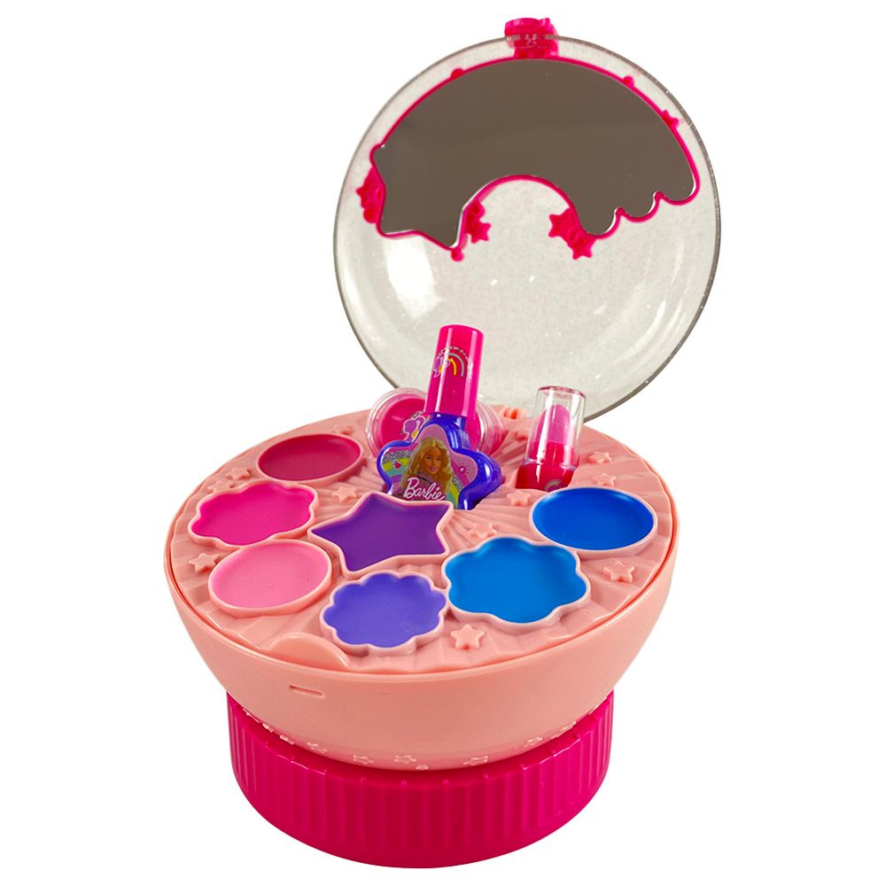 Barbie Cosmetic Crystal Box for Kids Ages 6 and Up, Crystal Ball Makeup Set with Lipgloss Eyeshadow Nail Polish and Accessories