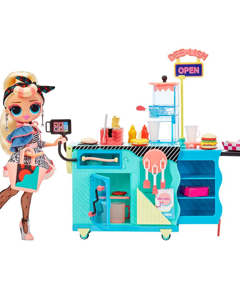 L.O.L. Surprise OMG Miss Sundae To-Go Diner Playset with Exclusive Fashion Doll, 45+ Surprises, Color Change Features, Kitchen Accessories for Kids Ages 3+