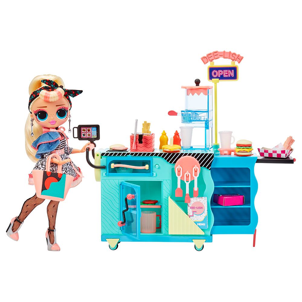 L.O.L. Surprise OMG Miss Sundae To-Go Diner Playset with Exclusive Fashion Doll, 45+ Surprises, Color Change Features, Kitchen Accessories for Kids Ages 3+