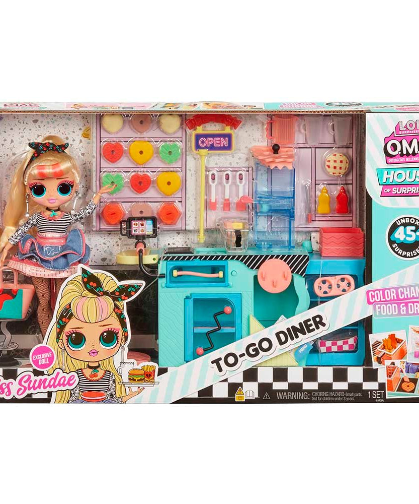 L.O.L. Surprise OMG Miss Sundae To-Go Diner Playset with Exclusive Fashion Doll, 45+ Surprises, Color Change Features, Kitchen Accessories for Kids Ages 3+