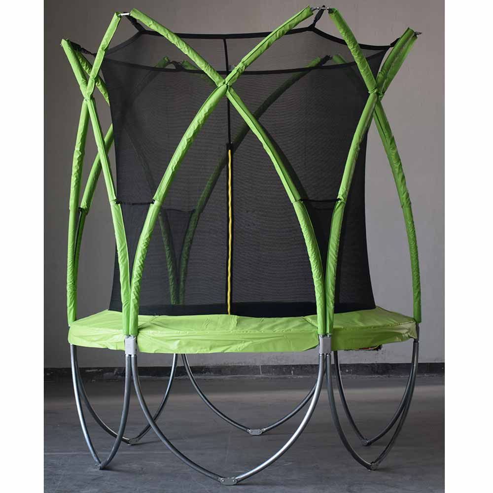 ترامبولين تشجيانغ سبارك، 8 أقدام، مع حاجز أمان، هزاز خارجي للأطفال، مناسب للحديقة الخلفية، مناسب للأعمار من 5 سنوات فما فوق، متين، سهل التركيب، لون أخضر