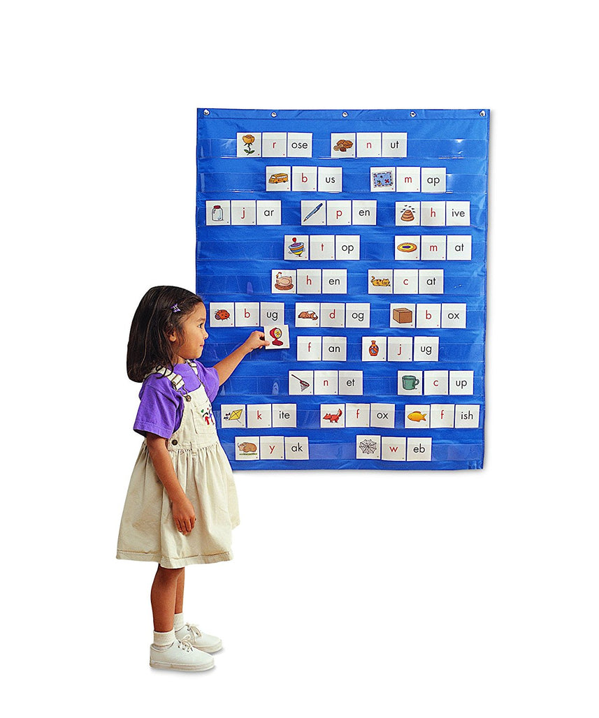 Learning Resources Standard Pocket Chart, 10 Horizontal Pockets, Large Storage Pocket, Includes Activity Guide, Wall or Stand Mountable, Ideal for Read Write Inc Framework