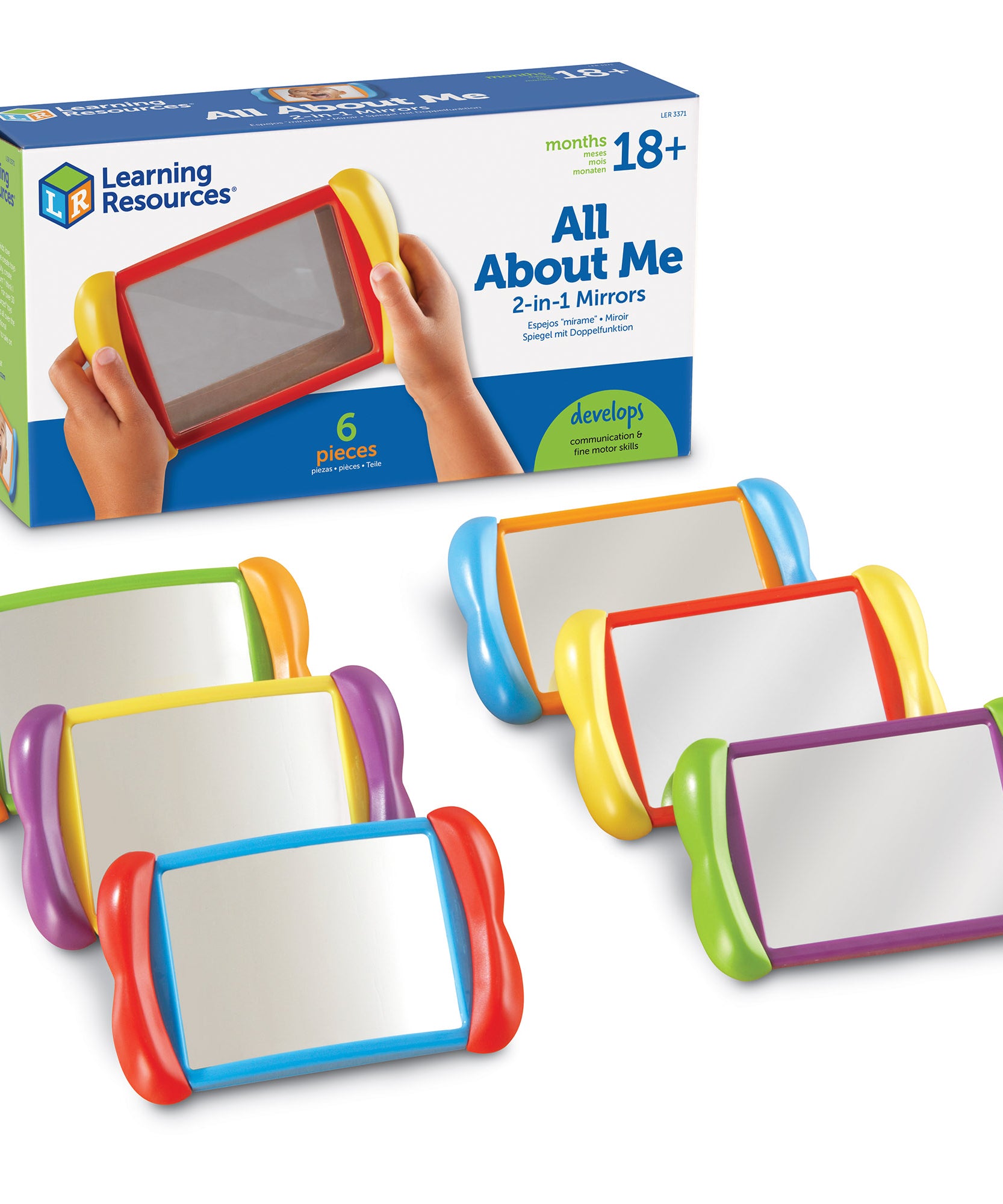 Learning Resources All About Me 2-in-1 Mirrors, Double-Sided Fun & Regular Mirrors for Self-Awareness, Develops Body & Emotional Skills, Set of 6, Ages 2+