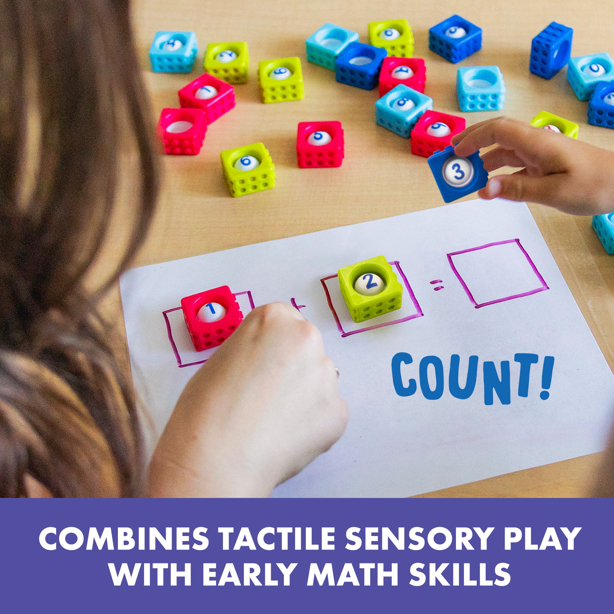 موارد التعلم - لعبة الرياضيات الحسية Number BubbleBrix مع 42 قطعة من مكعبات Popper للتعرف على الأرقام والعد، لعبة تعليمية للأطفال في سن ما قبل المدرسة، من سن 3 سنوات فما فوق