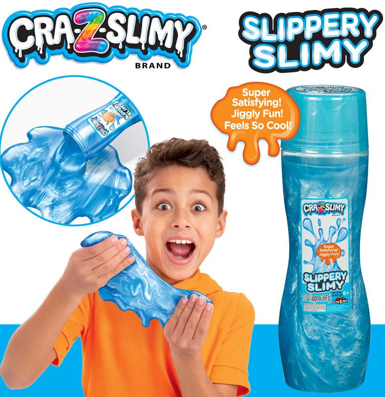 Cra-Z-Slimy Slippery Slimy PDQ CA-79551, Super Stretchy Sensory Slime for Kids 3+, Liquid-Like Texture for Satisfying Hands-On Play