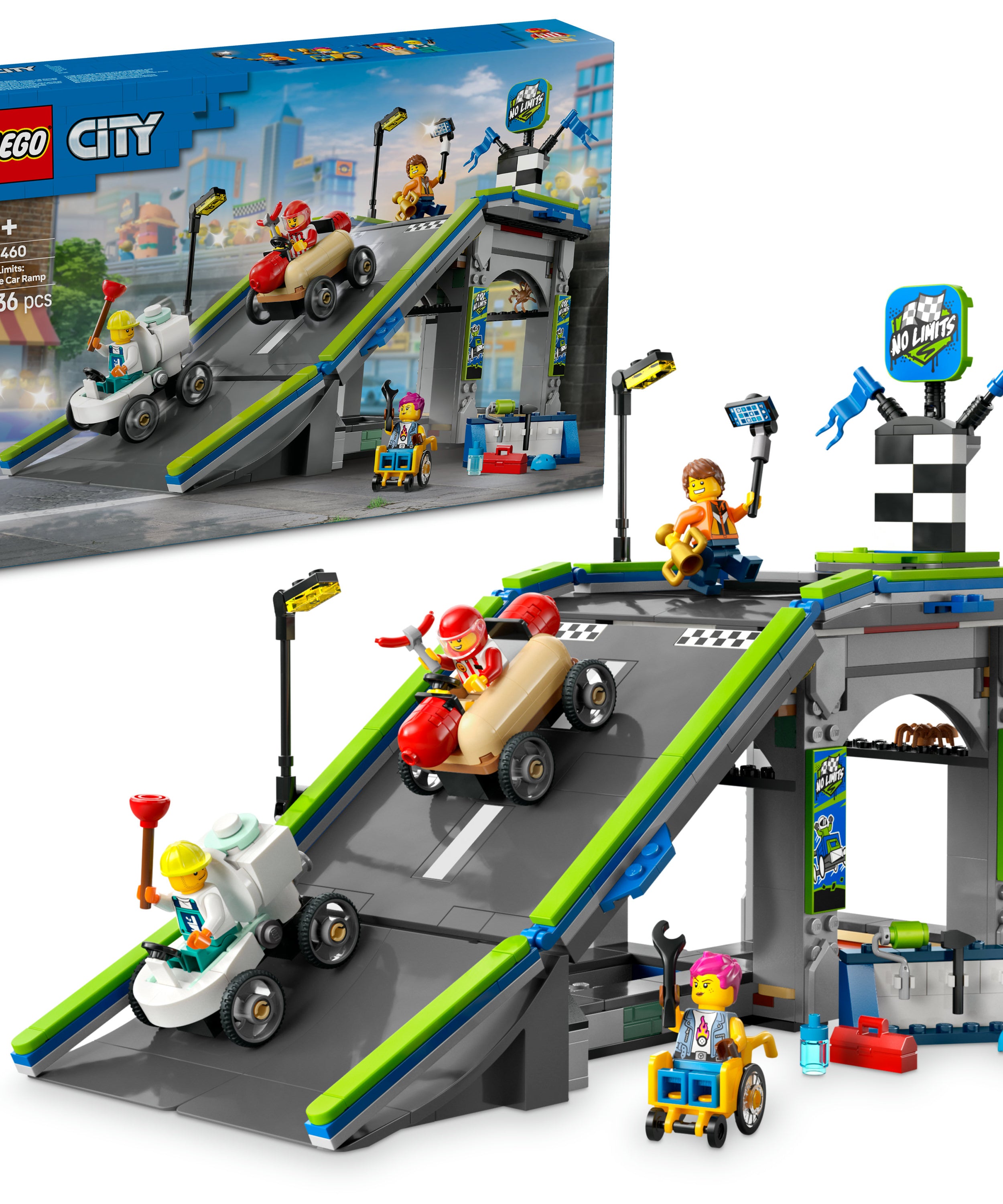 LEGO City 60460 No Limits Race Car Ramp Track Set for Kids 6+