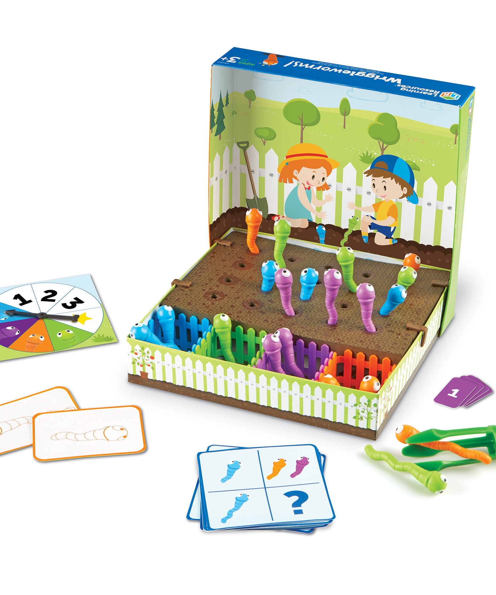 Learning Resources Wriggleworms Fine Motor Activity Set, 5-in-1 Preschool Learning Game, Develops Pencil Grip & Coordination, Includes Tri-Grip Tong & Activity Cards, Ages 3+