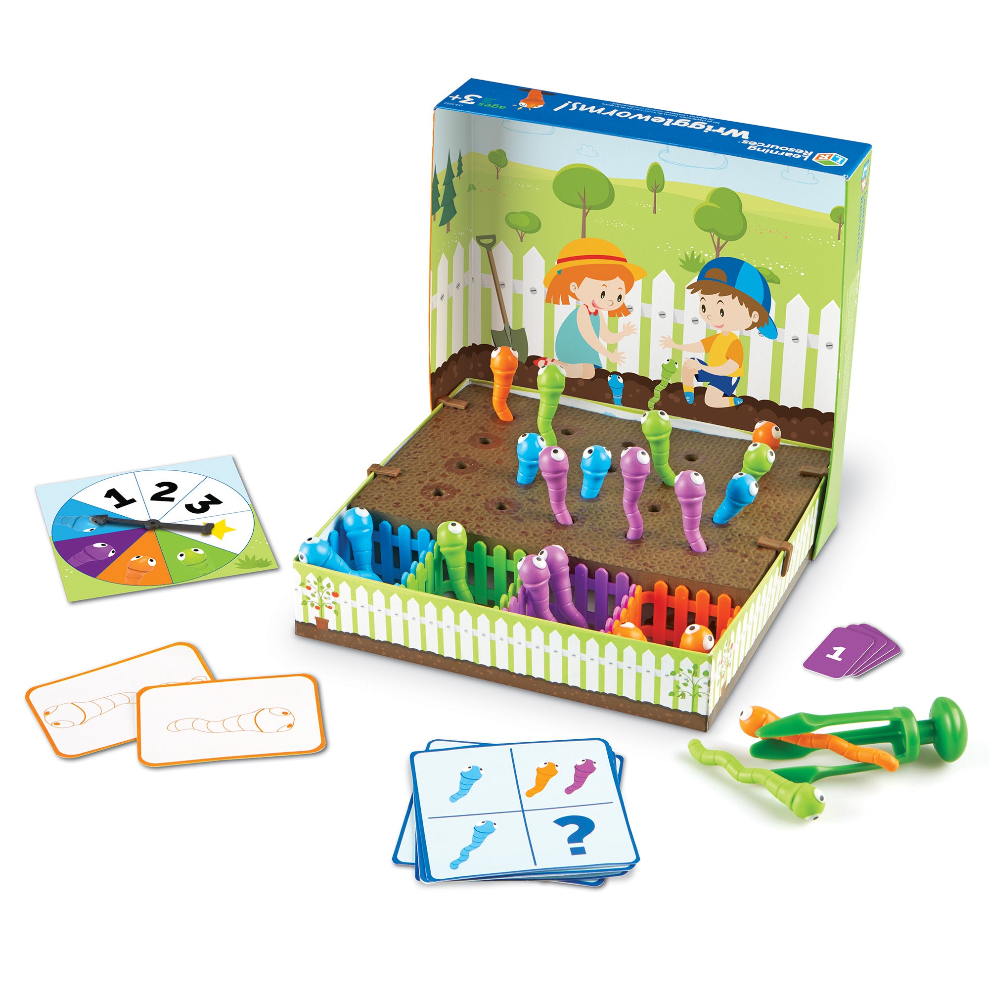 Learning Resources Wriggleworms Fine Motor Activity Set, 5-in-1 Preschool Learning Game, Develops Pencil Grip & Coordination, Includes Tri-Grip Tong & Activity Cards, Ages 3+
