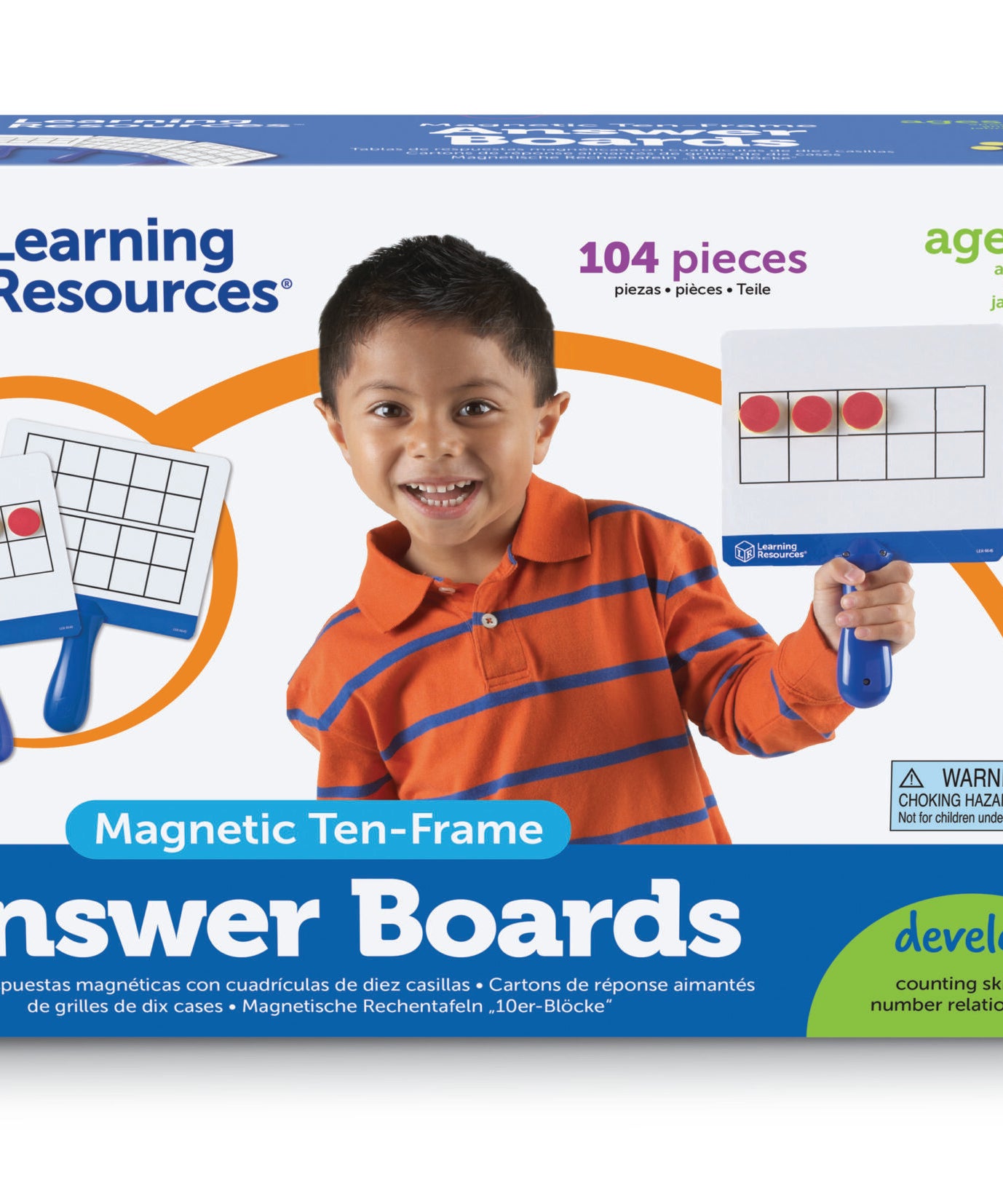 Learning Resources Magnetic Ten Frame Answer Boards, Set of 4 Double-Sided Boards with 100 Magnetic Disks, Early Maths Learning for Ages 5 Plus