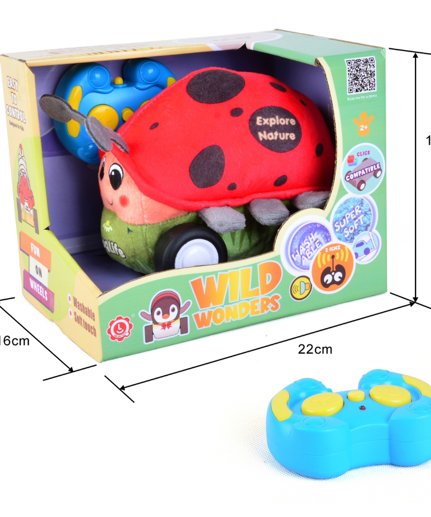 Ladybug Plush Car, Cute Remote Control Toy with Lights and Sounds, Lovely Gift for Girls Aged 3+