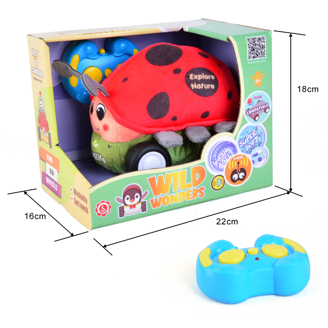 Ladybug Plush Car, Cute Remote Control Toy with Lights and Sounds, Lovely Gift for Girls Aged 3+