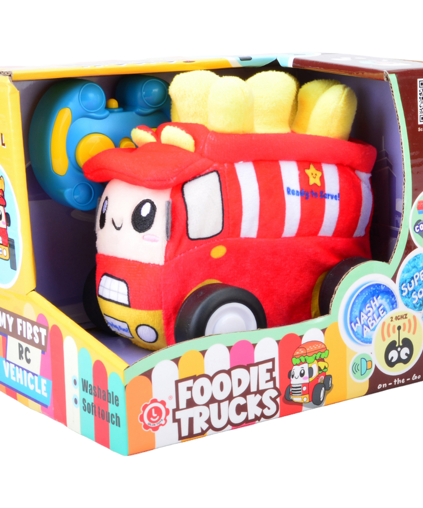 French Fries Plush Car, Soft Remote Control Toy with Lights and Sounds, Whimsical Food-Themed Gift for Kids Aged 3+