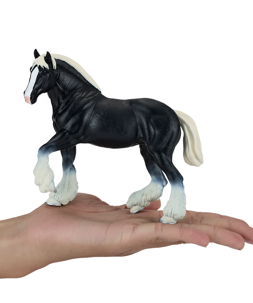 Mojo Clydesdale Horse Black XL Animal Figure Toy, Realistic Farm Horse Collectible for Kids