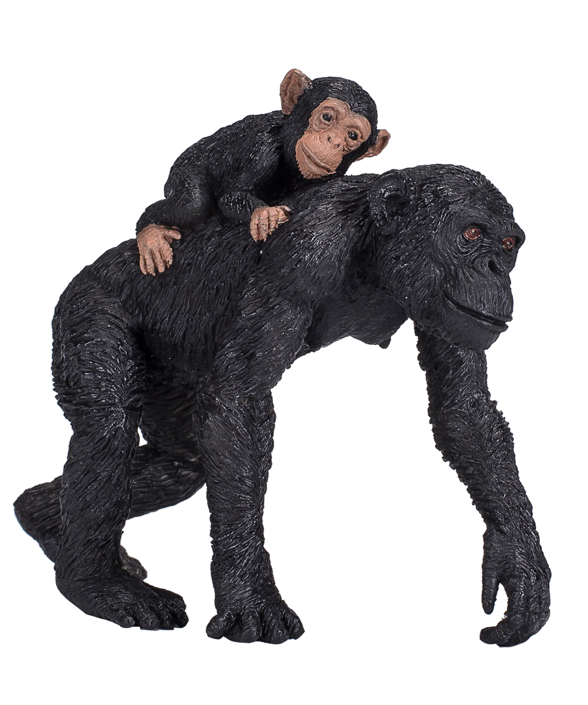 Mojo Chimpanzee with Baby XL Animal Figure Toy, Realistic Jungle Wildlife Collectible for Kids