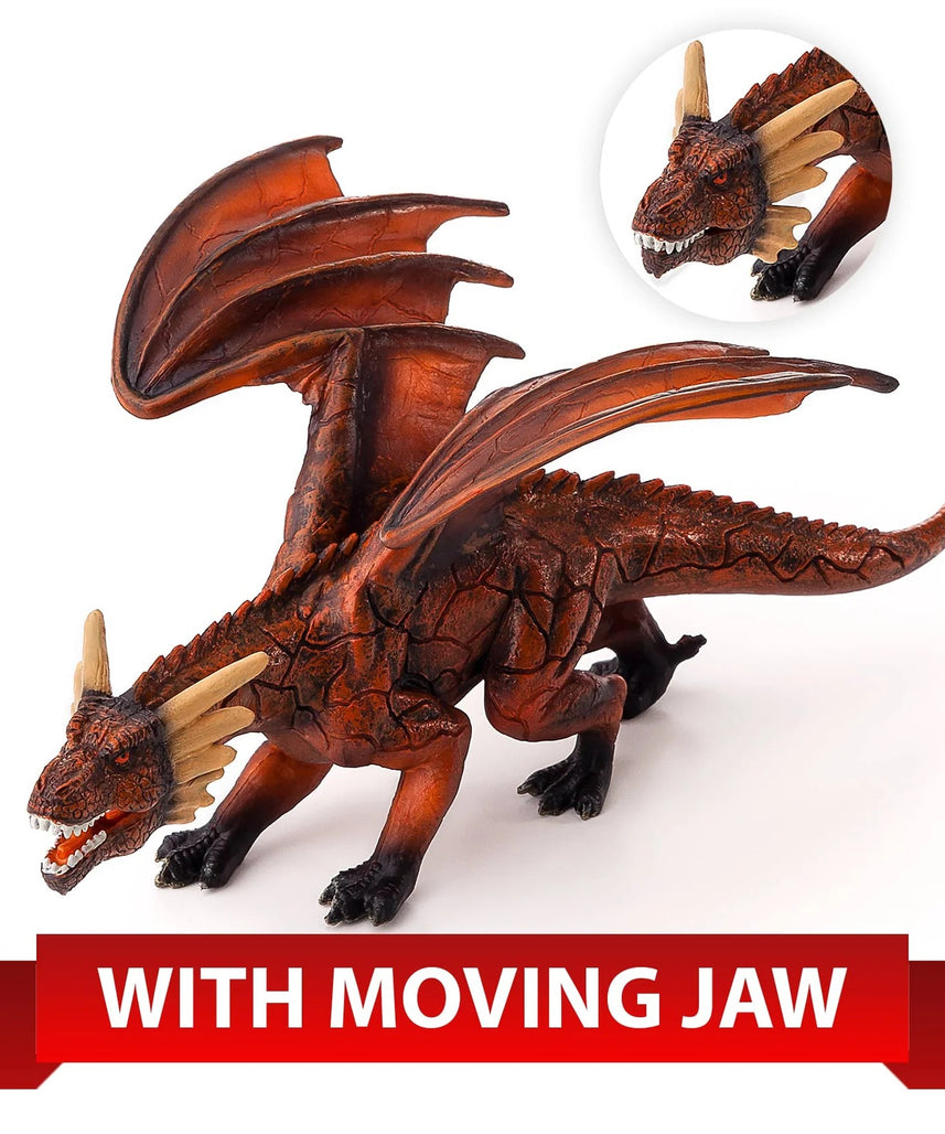 Mojo Fire Dragon with Moving Jaw Deluxe I Fantasy Creature Toy, Realistic Mythical Collectible for Kids