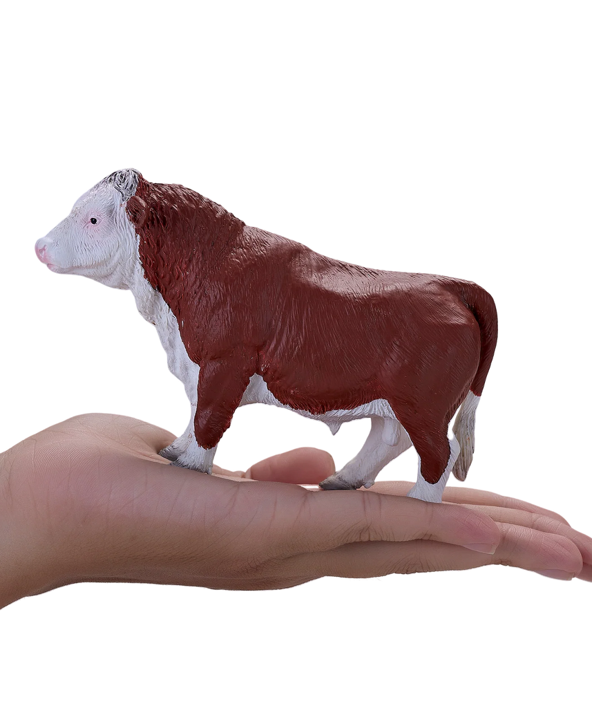 Mojo Hereford Bull XL Animal Figure Toy, Realistic Farm Collectible for Kids