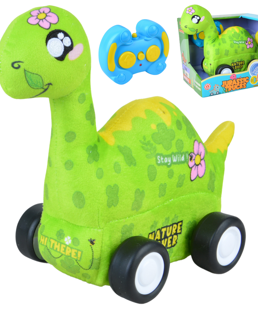 Diplodocus Plush Car, Dinosaur Remote Control Toy with Lights and Sounds, Educational Gift for Kids Aged 3+