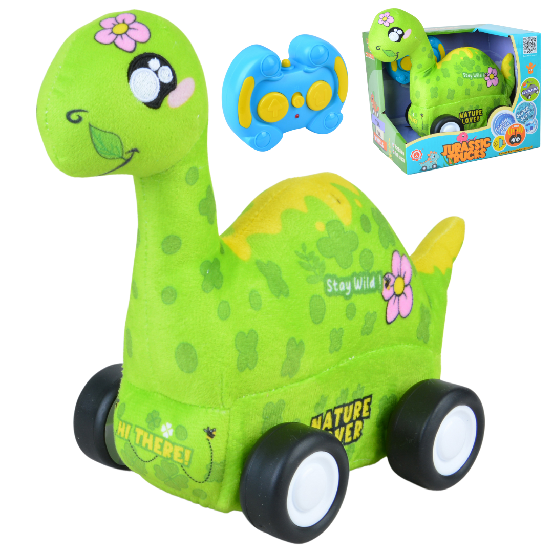Diplodocus Plush Car, Dinosaur Remote Control Toy with Lights and Sounds, Educational Gift for Kids Aged 3+