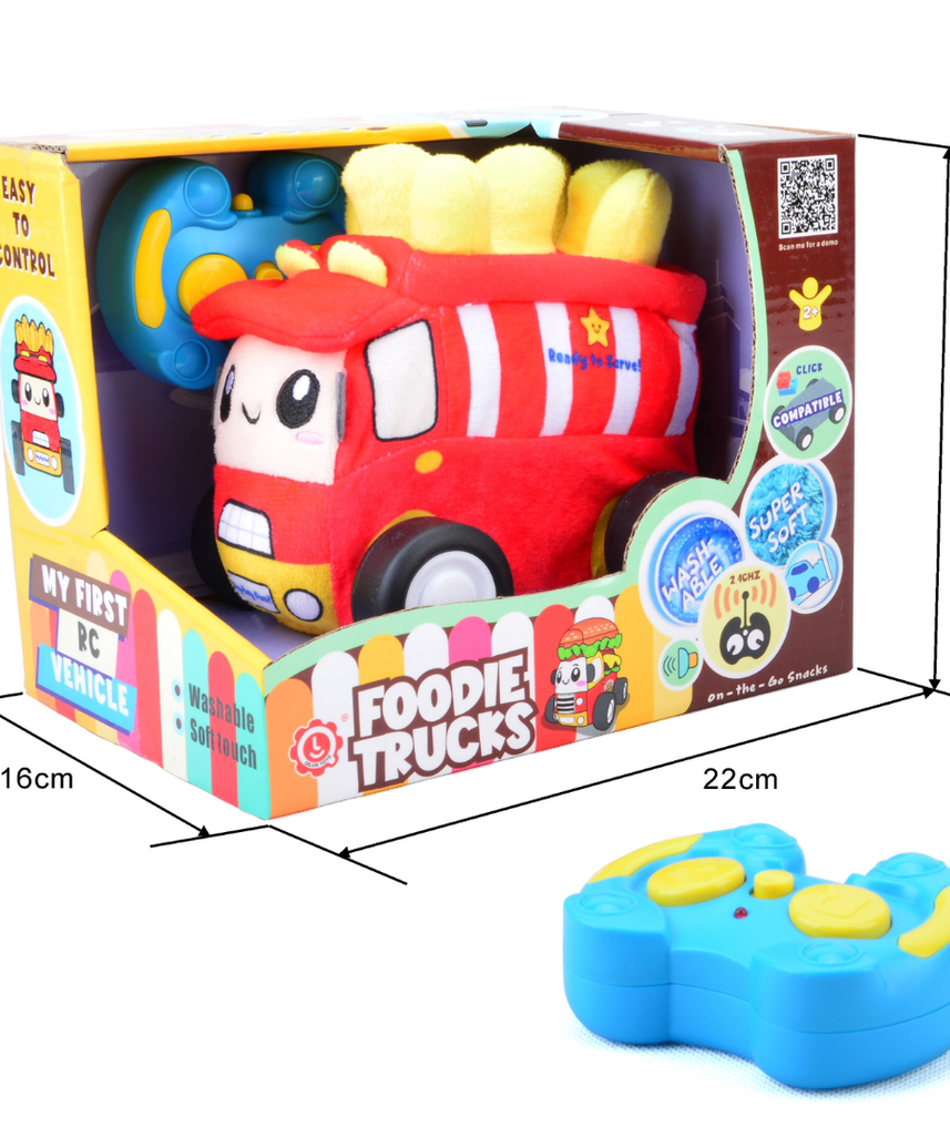 French Fries Plush Car, Soft Remote Control Toy with Lights and Sounds, Whimsical Food-Themed Gift for Kids Aged 3+