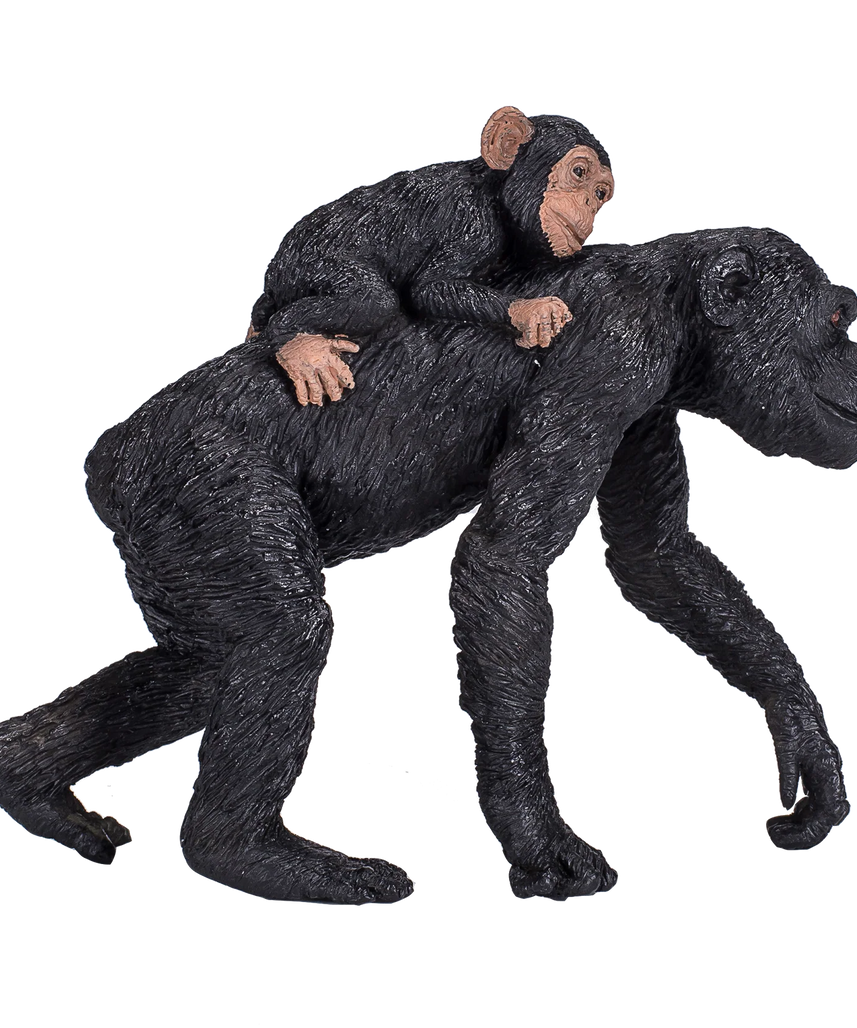 Mojo Chimpanzee with Baby XL Animal Figure Toy, Realistic Jungle Wildlife Collectible for Kids