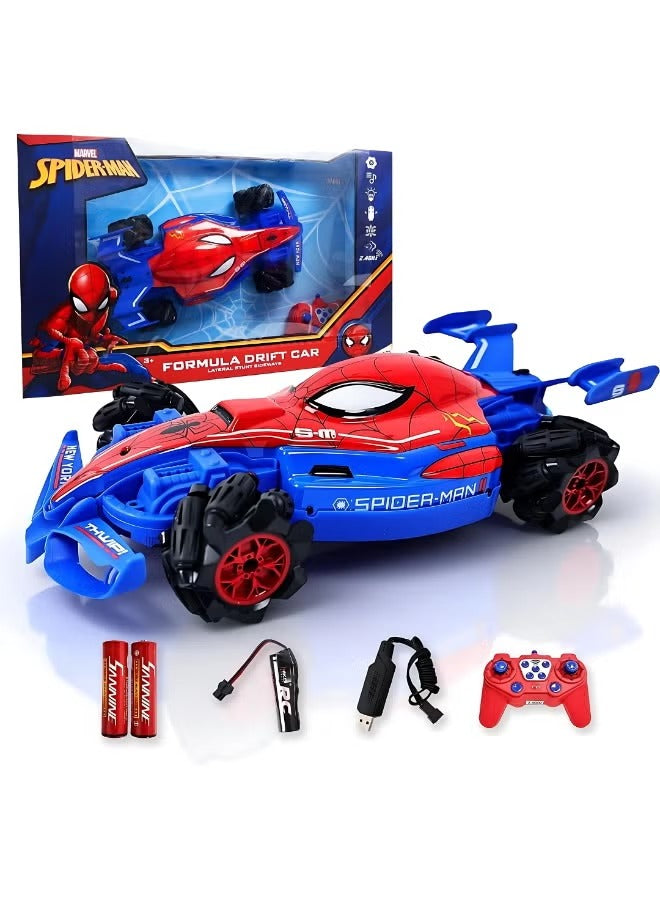 Marvel Spider-Man RC Drift Car, Remote Control Stunt Car with Lights and Sounds, Fun Action Toy for Boys Aged 6+
