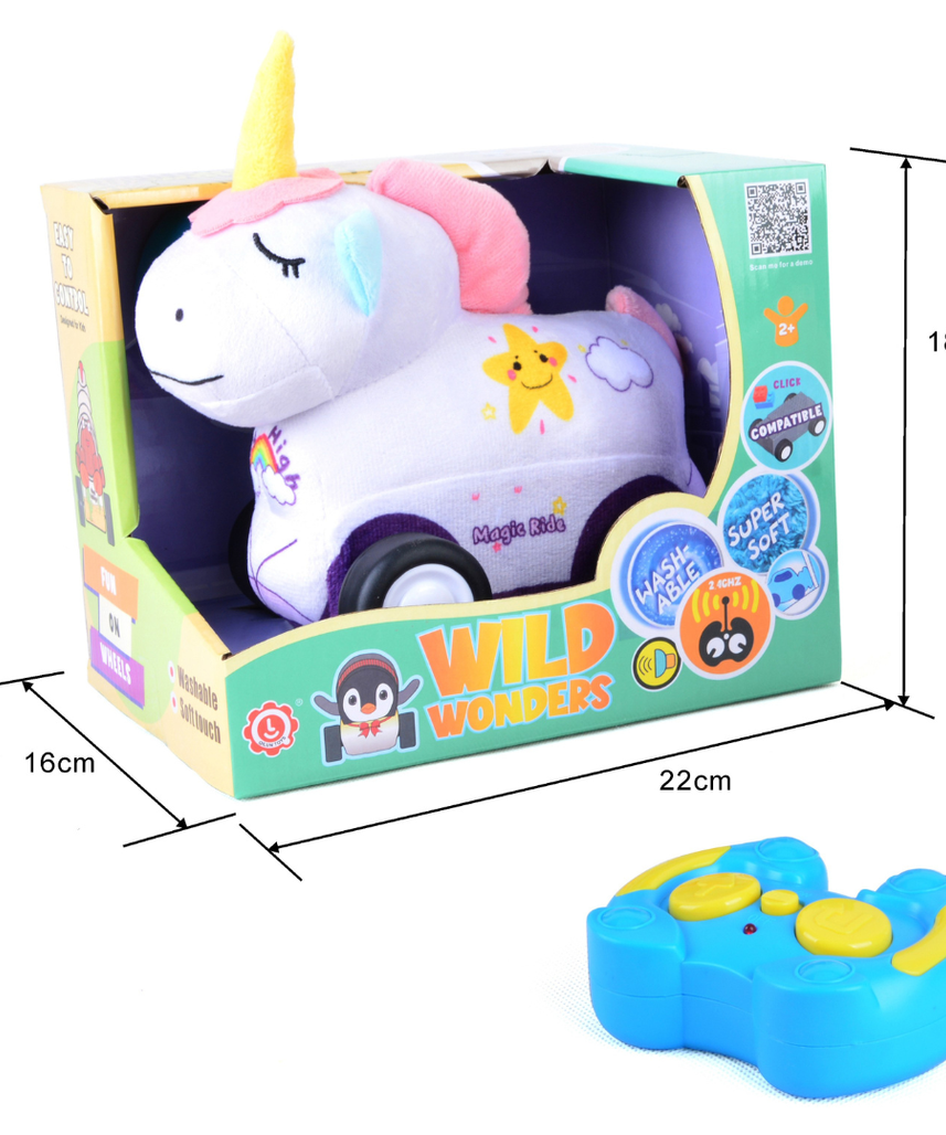 Unicorn Plush Car, Adorable Remote Control Toy with Lights and Sounds, Magical Gift for Girls Aged 3+
