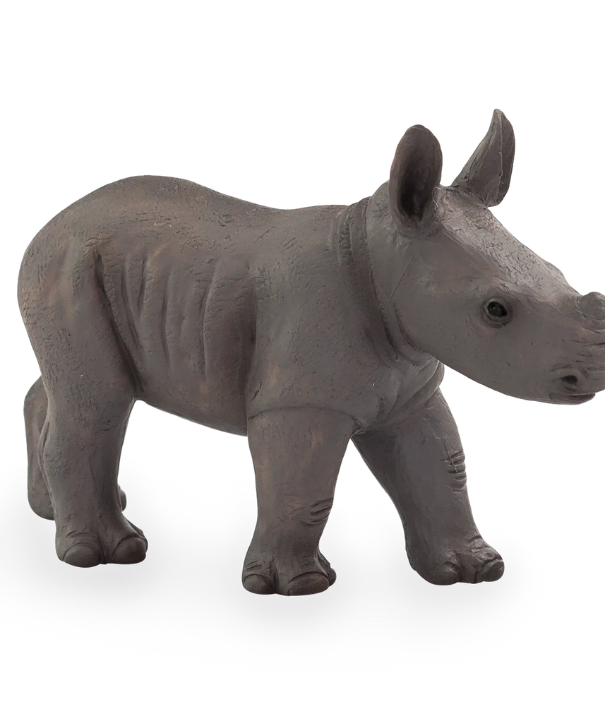 Mojo Rhino Baby Walking Small Animal Figure Toy, Realistic Safari Collectible for Children