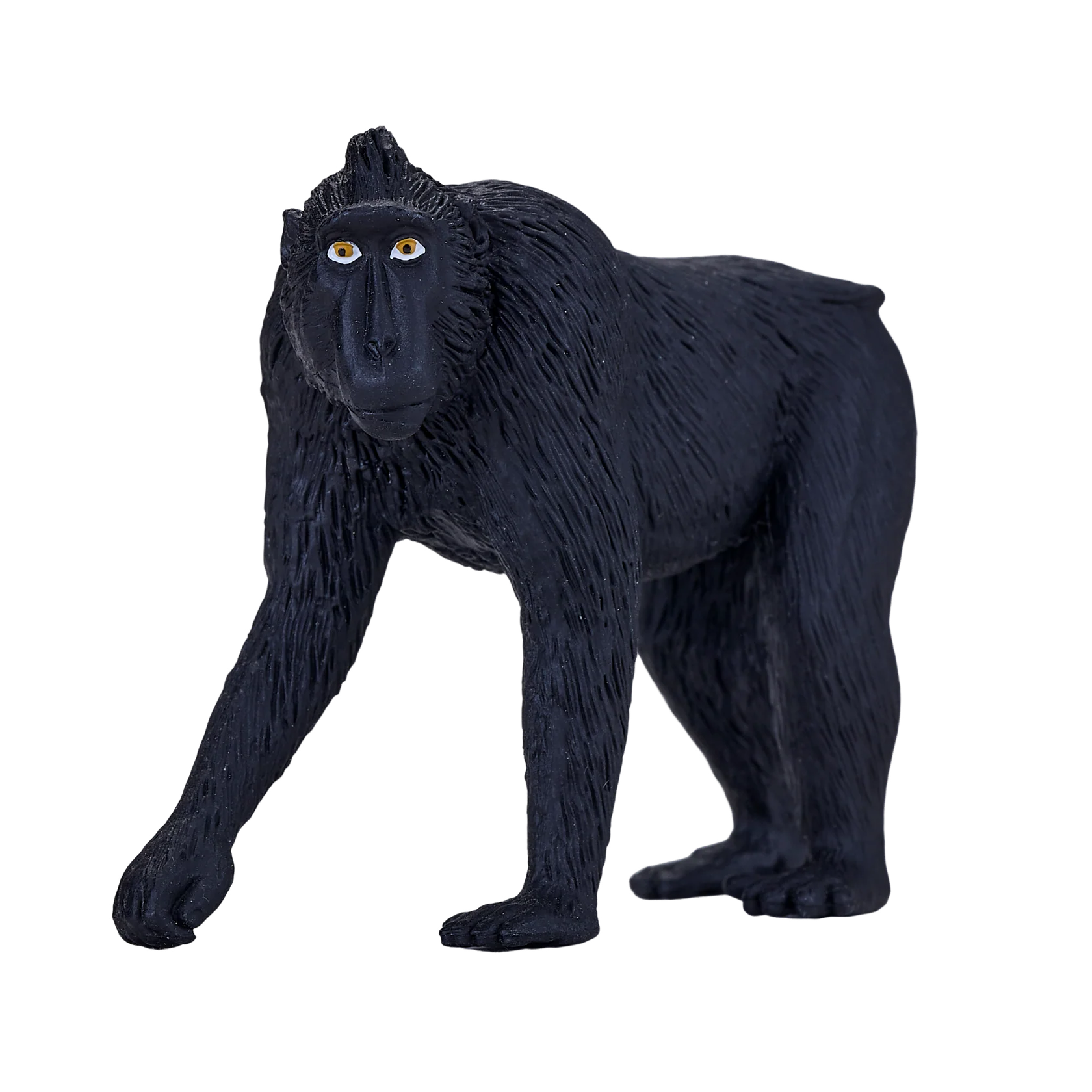 Black Crested Macaque Medium Animal Figure Toy, Realistic Jungle Wildlife Collectible for Kids