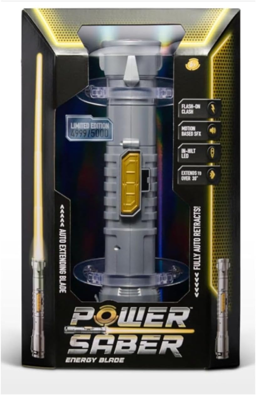 Power Saber Energy Blade Yellow, Light-Up Sword with Motion Sounds and Flash Effects, Collector Edition Role Play Toy for Kids Aged 6+