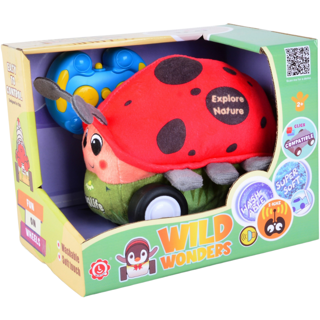Ladybug Plush Car, Cute Remote Control Toy with Lights and Sounds, Lovely Gift for Girls Aged 3+