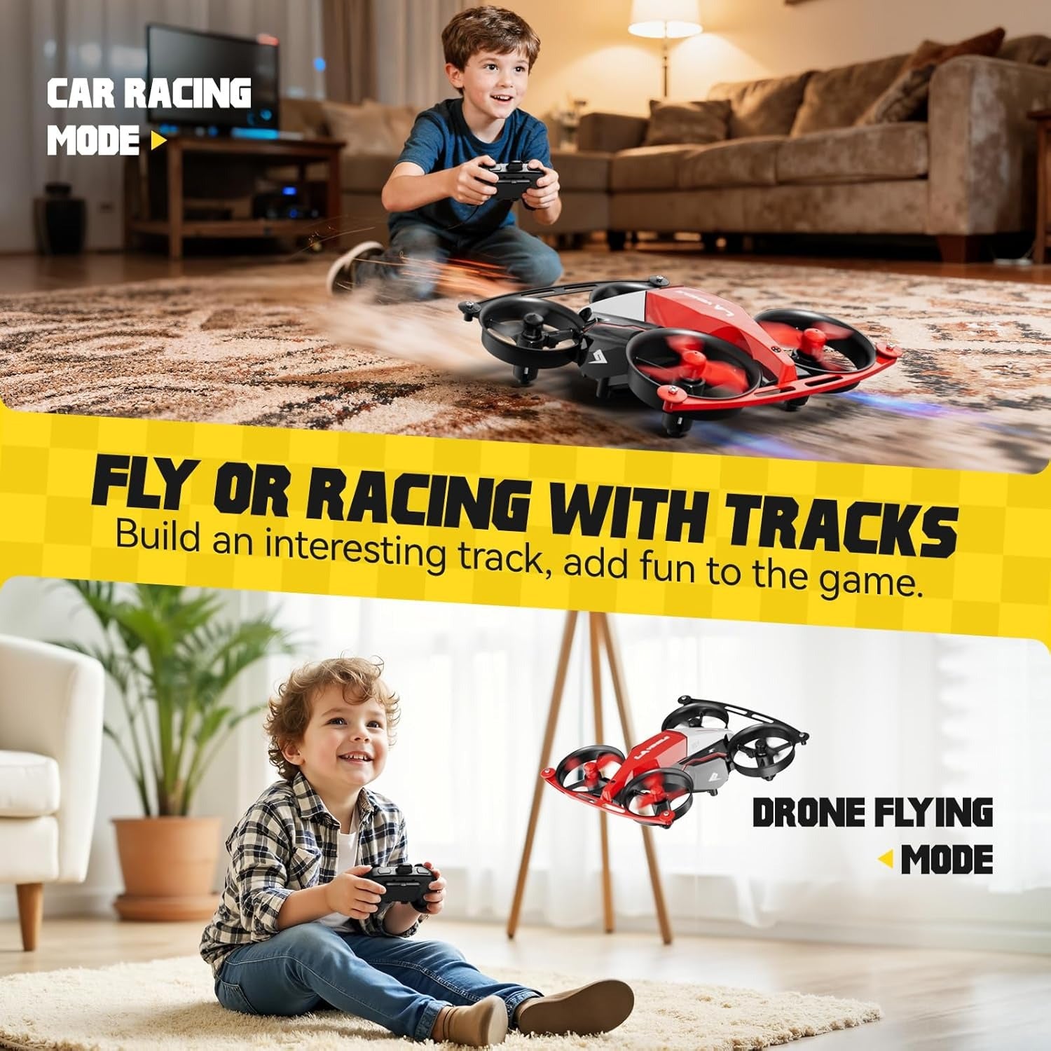 4CH Quadcopter Bounce & Track Drone, Interactive Drone with Drift, Bounce and FPV Track Modes, Fun Flying Toy for Kids Aged 8+