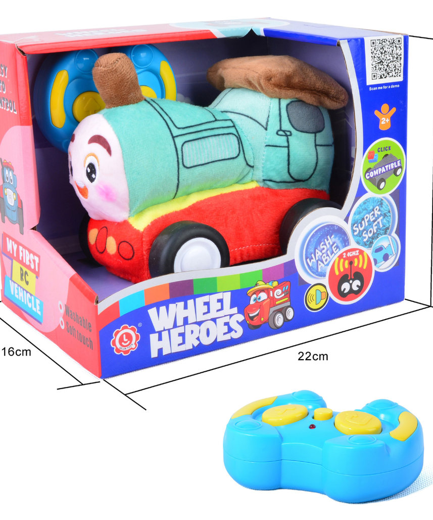 Train Plush Car, Soft Remote Control Toy with Lights and Sounds, Imaginative Play Gift for Kids Aged 3+